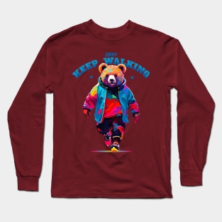 just keep walking (colorful cool bear) Long Sleeve T-Shirt